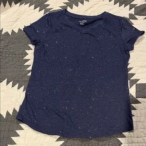 Cat & Jack Navy V‑Neck Tee with Subtle Silver Speckle